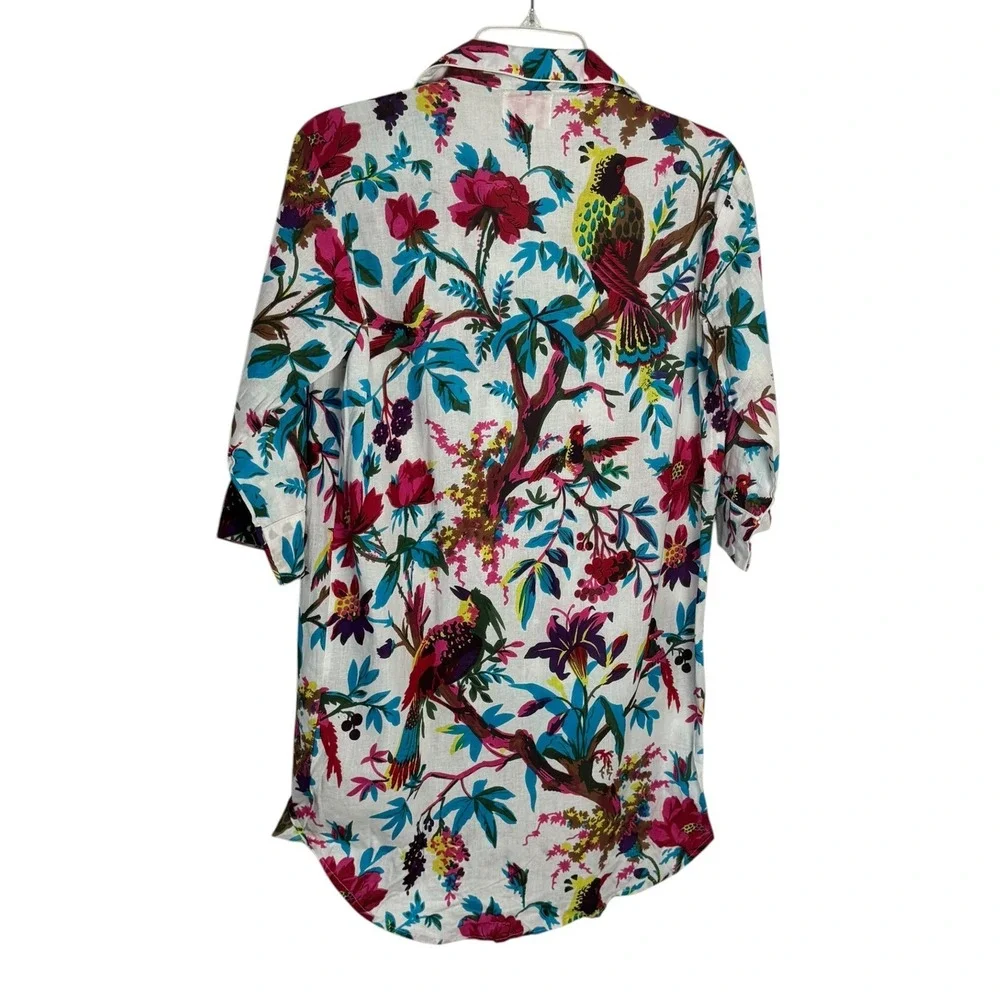 Lot of 2 Victoria Dunn Women's Cotton Sleep Shirt‎ Tropical Floral Print S